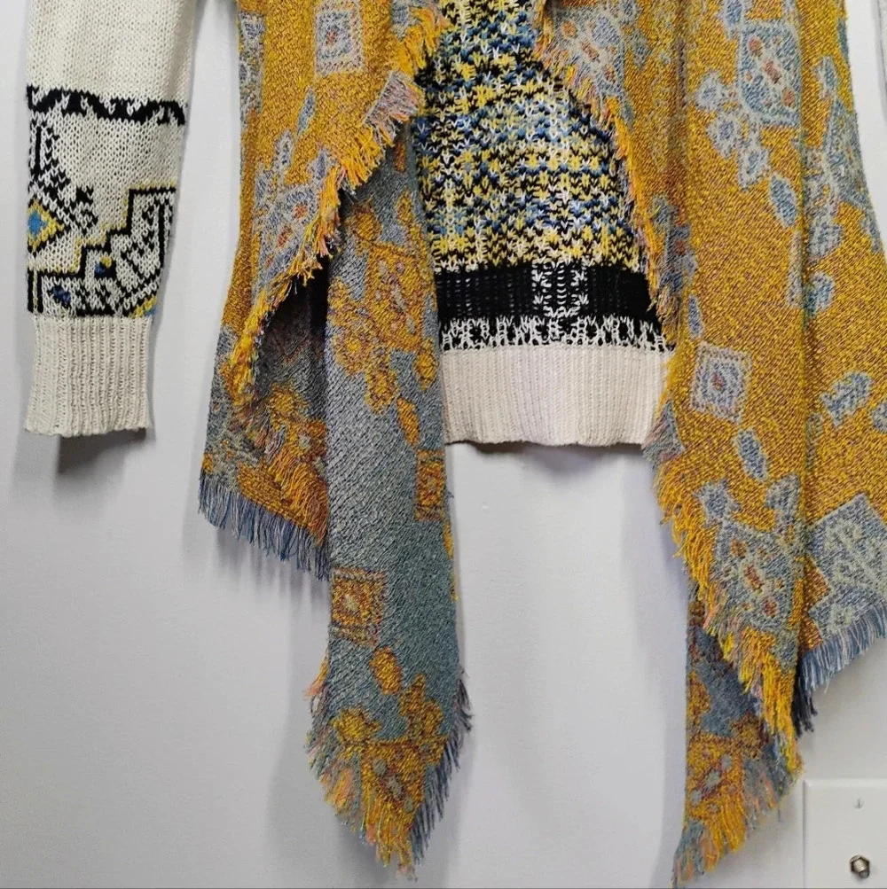 Desigual Drape Cardigan Womens Medium Aztec Southwestern Boho‎ Open Front Artsy
